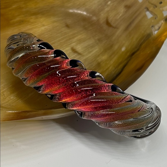 Hand Blown Swirl Ribbed Glass Cuff - Picture 7 of 13